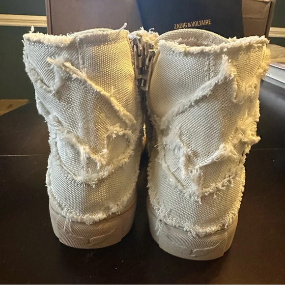 NIB Zadig & Voltaire High Flash Canvas High Tops Size 39 Flash Cream US 8 - Picture 10 of 15